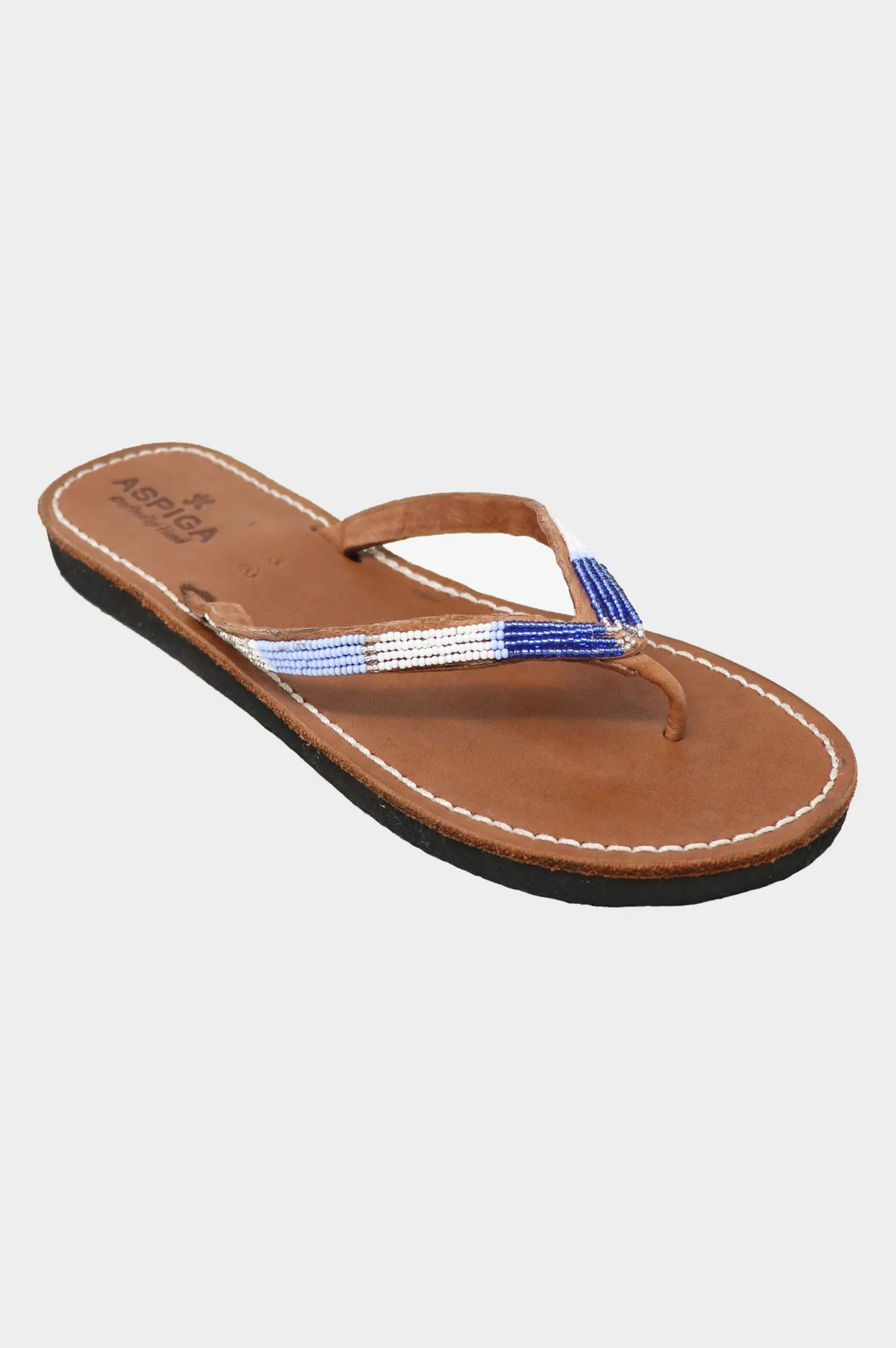 Naisha Soft Padded Sole Leather Sandals | Blue Metallics