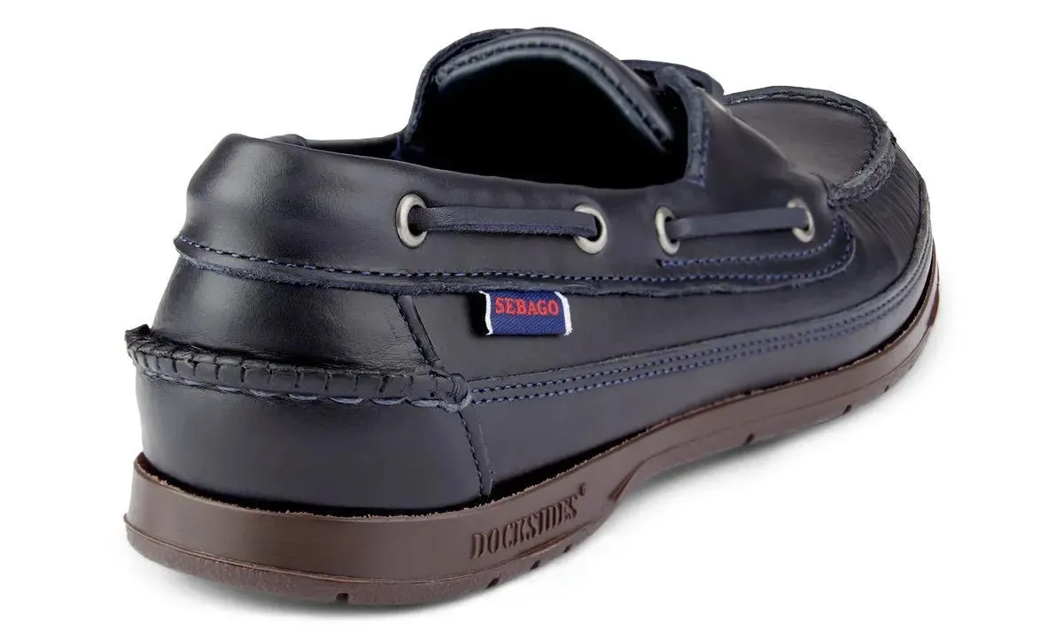 Navy Schooner Waxed Leather Boat Shoes