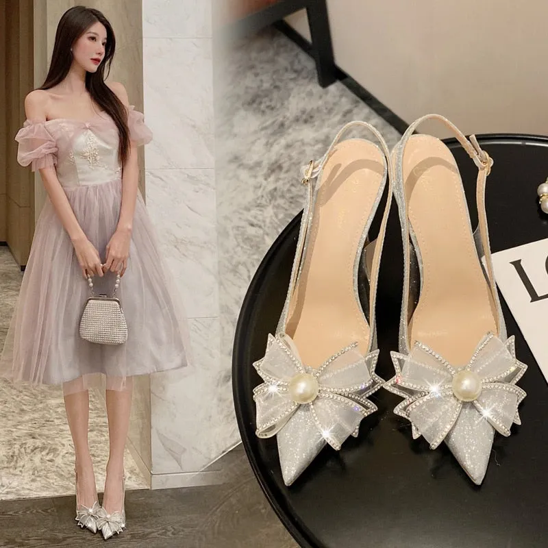 New ladies crystal wedding shoes pearl wedding shoes