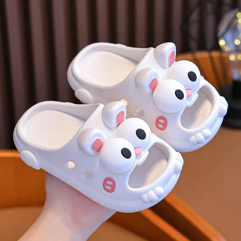 New Summer Aged 2-8 Children Slippers Cute Cartoon Sandals For Boys Girls Flip Flops Non-Slip Bathroom Indoor Home Kids Shoes