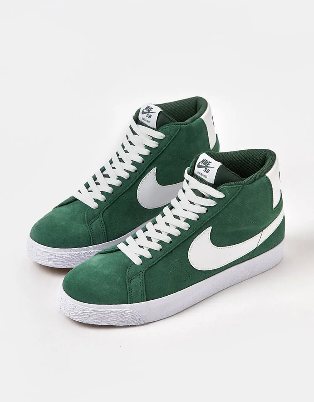 Nike SB Zoom Blazer Mid Skate Shoes - Fir/White-Fir-White-Gum Lt Brown