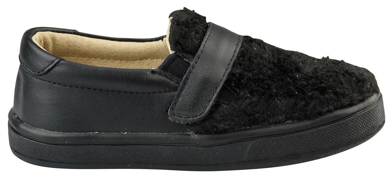 Old Soles Boy's and Girl's Fur Hoff Slip-On Sneaker Shoe, Black