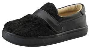 Old Soles Boy's and Girl's Fur Hoff Slip-On Sneaker Shoe, Black