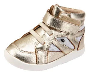 Old Soles Girl's and Boy's 8009 Shizam High Top Leather Sneakers - Gold/Snow