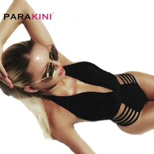 PARAKINI 2017 New Sexy Deep V Neck One Piece Swimsuit Women Bathing Suit Swim Wear Swimwear High Cut Brazilian Monokini Swimsuit