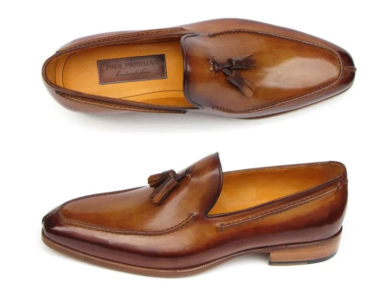 Paul Parkman Camel & Brown Hand-Painted Tassel Loafer