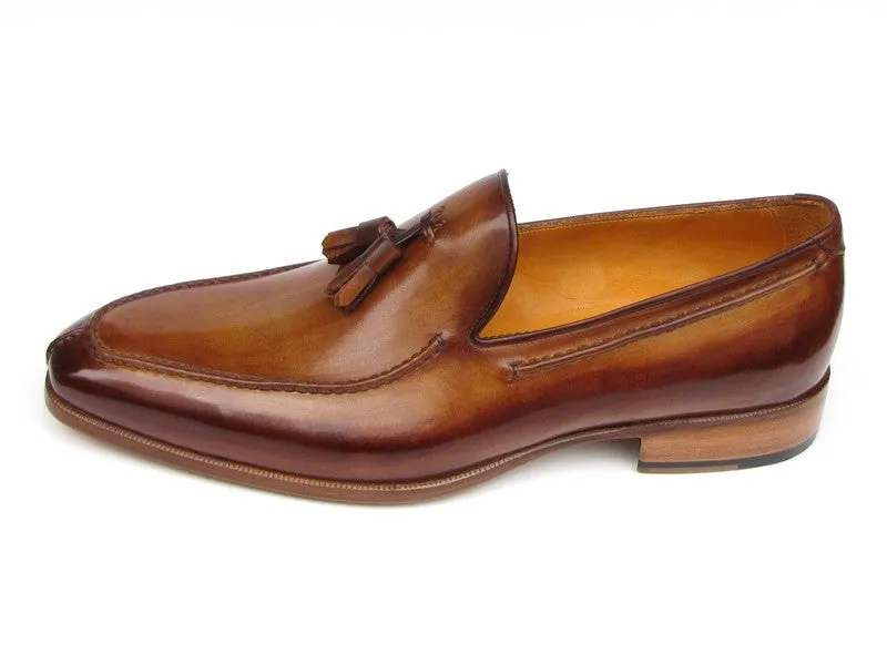 Paul Parkman Camel & Brown Hand-Painted Tassel Loafer