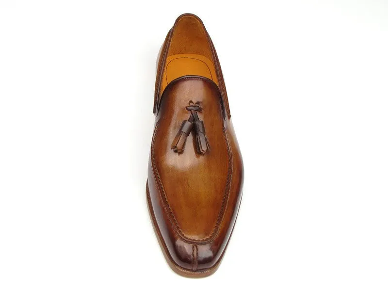 Paul Parkman Camel & Brown Hand-Painted Tassel Loafer