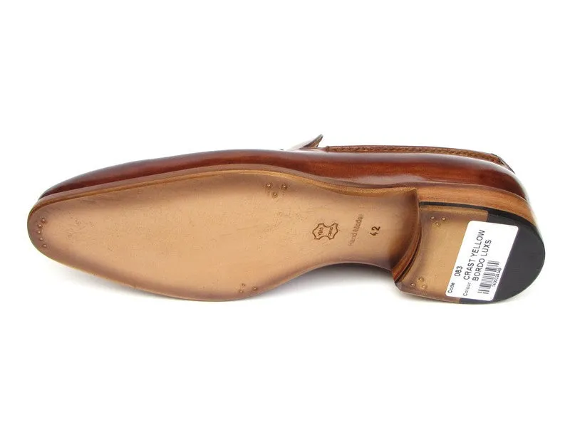 Paul Parkman Camel & Brown Hand-Painted Tassel Loafer