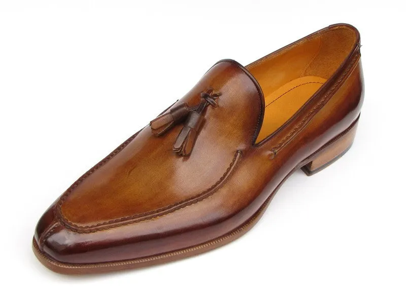 Paul Parkman Camel & Brown Hand-Painted Tassel Loafer