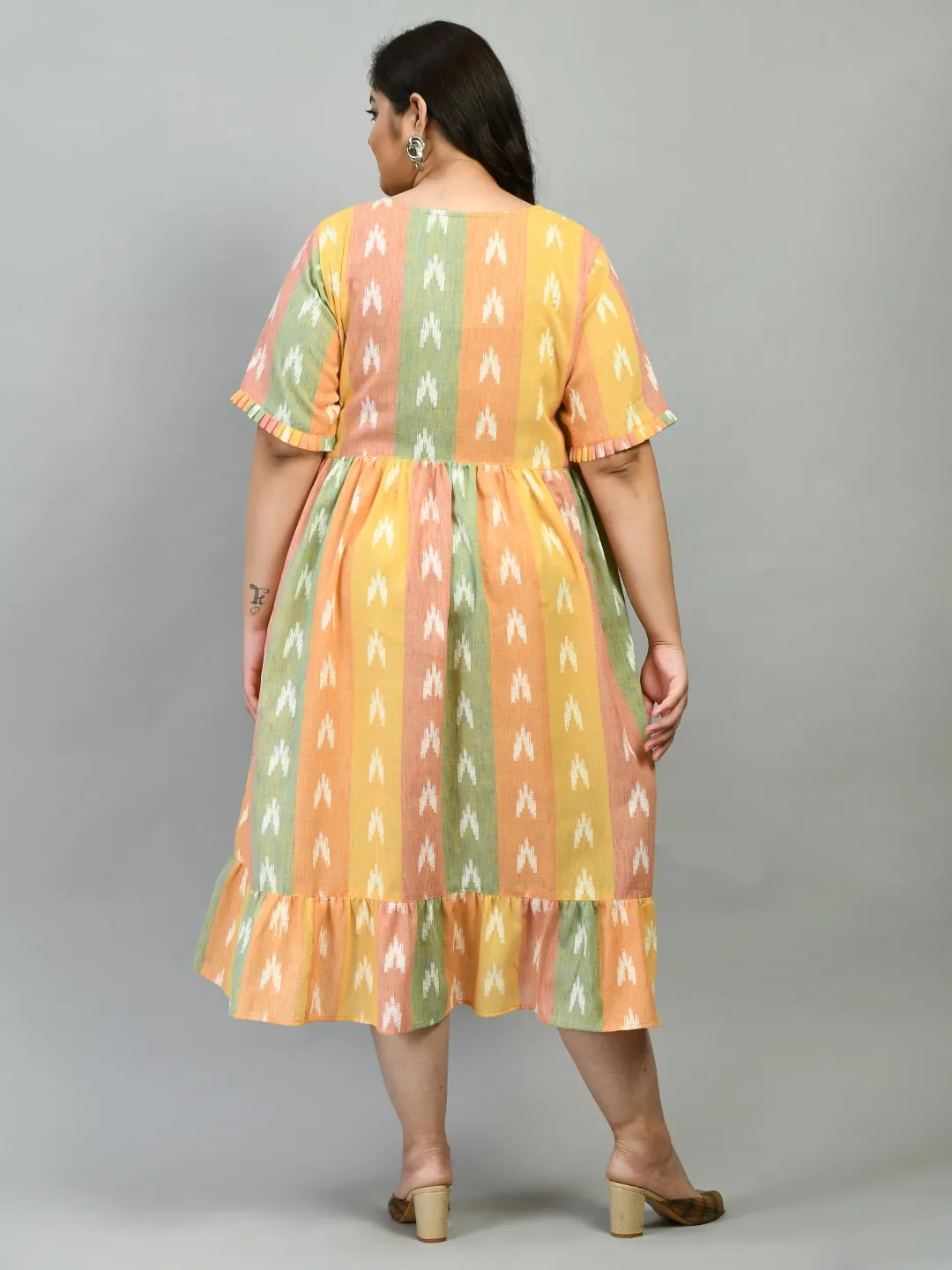 Plus Size Plus Size Multicolored Ikkat Dress