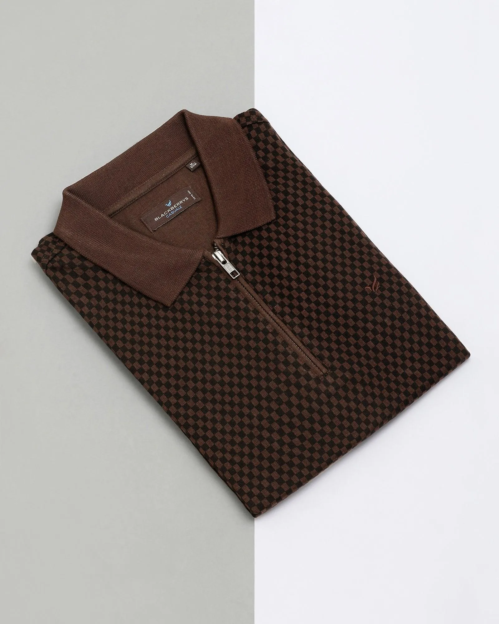 Polo Brown Printed T-Shirt - Check