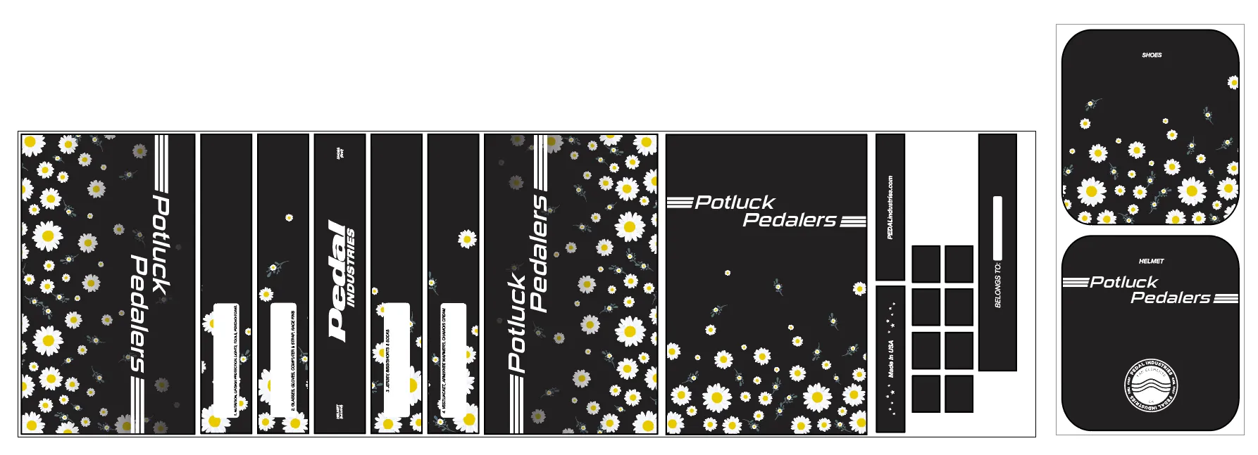 Potluck Pedalers 2022 RACEDAY BAG™ Black Daisies