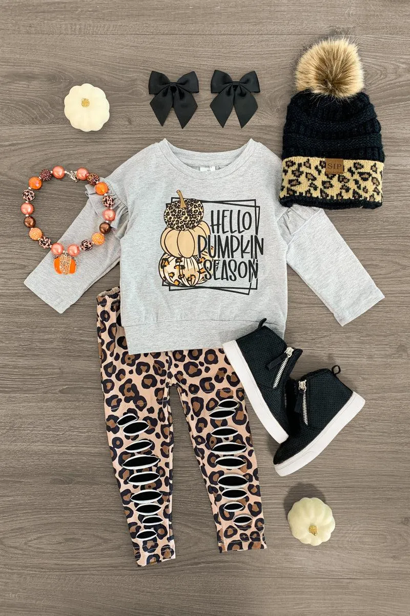 "Hello Pumpkin Season" Cheetah Legging Set