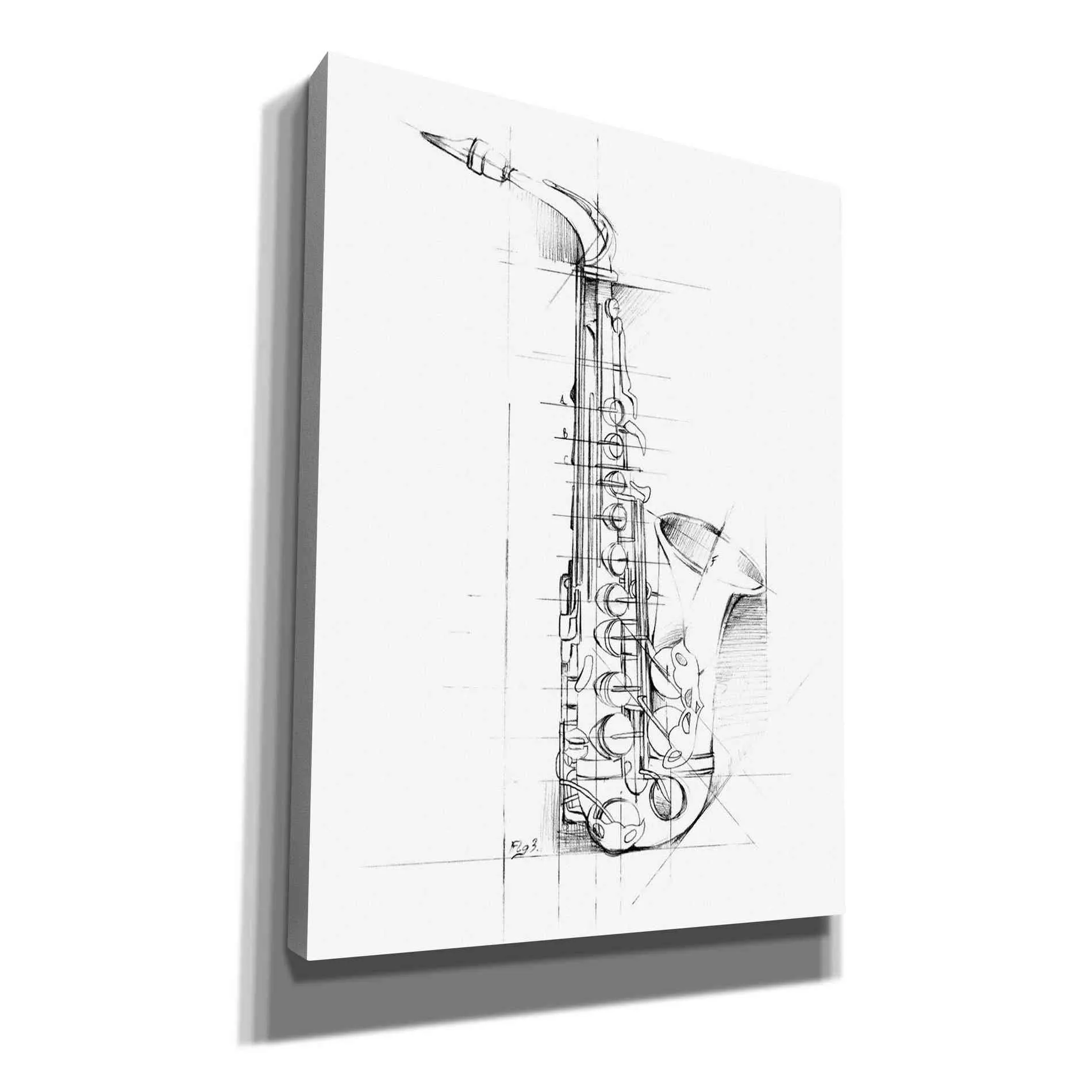 "Saxophone Sketch" by Ethan Harper, Canvas Wall Art