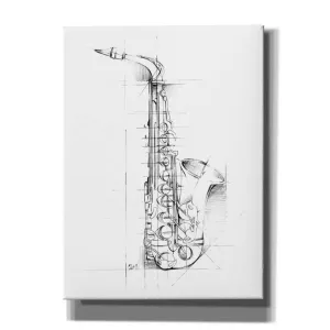 "Saxophone Sketch" by Ethan Harper, Canvas Wall Art