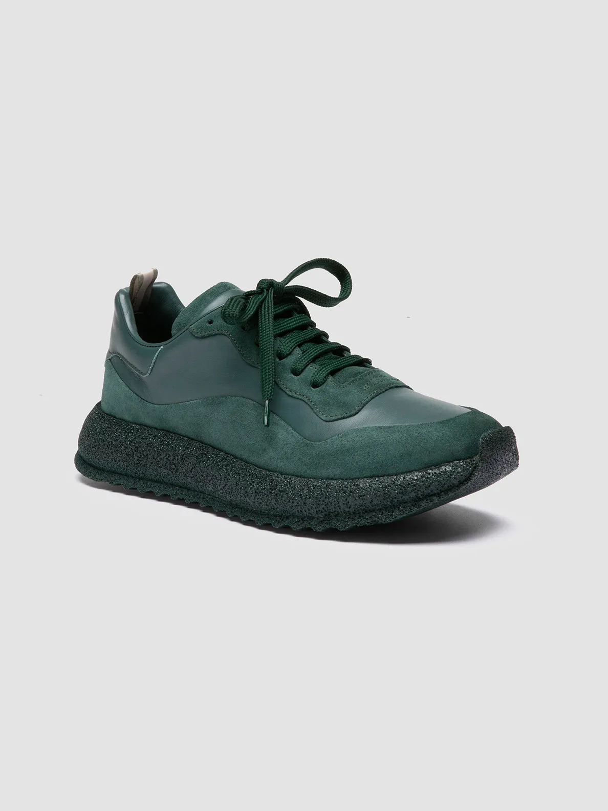 RACE RUBREX 101 - Green Leather and Suede Low Top Sneakers