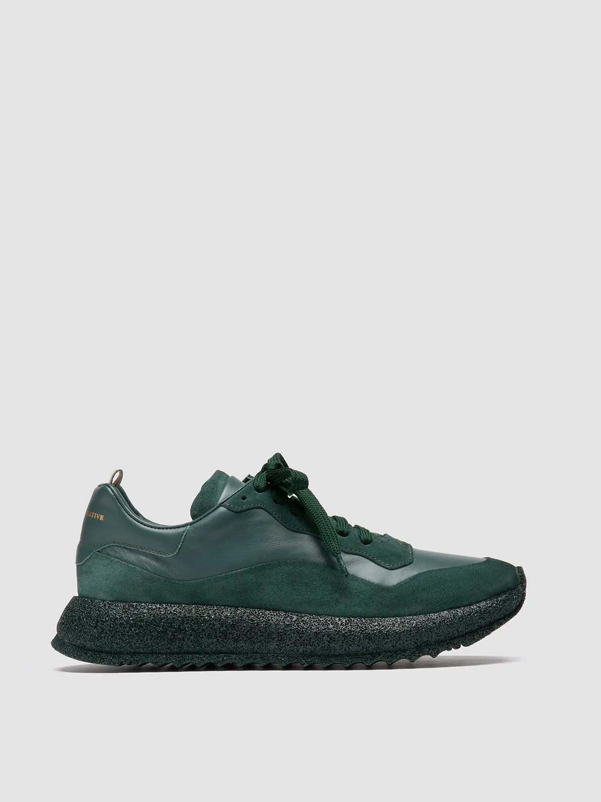 RACE RUBREX 101 - Green Leather and Suede Low Top Sneakers