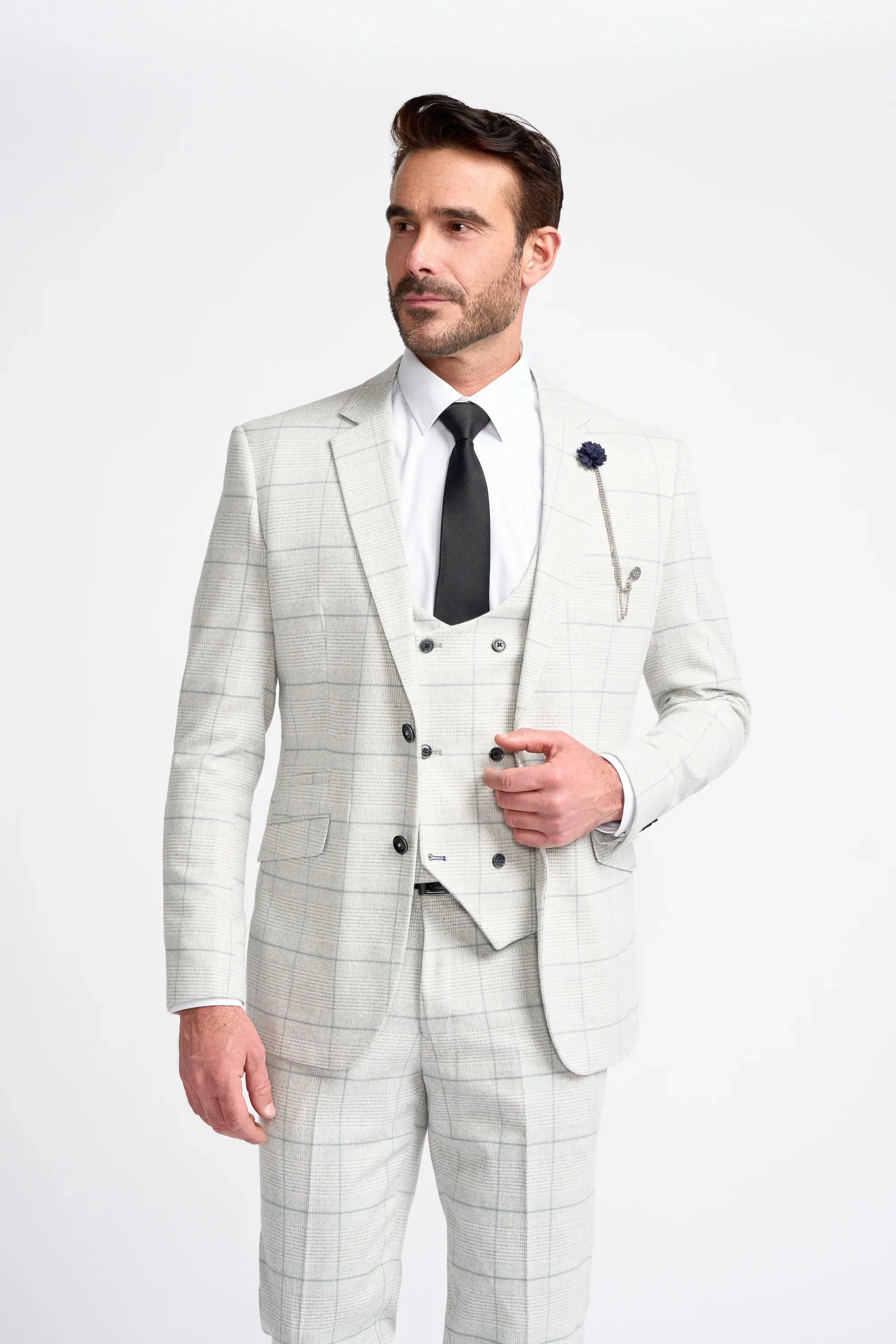 Radika Slim Fit Light Grey Three Piece Suit