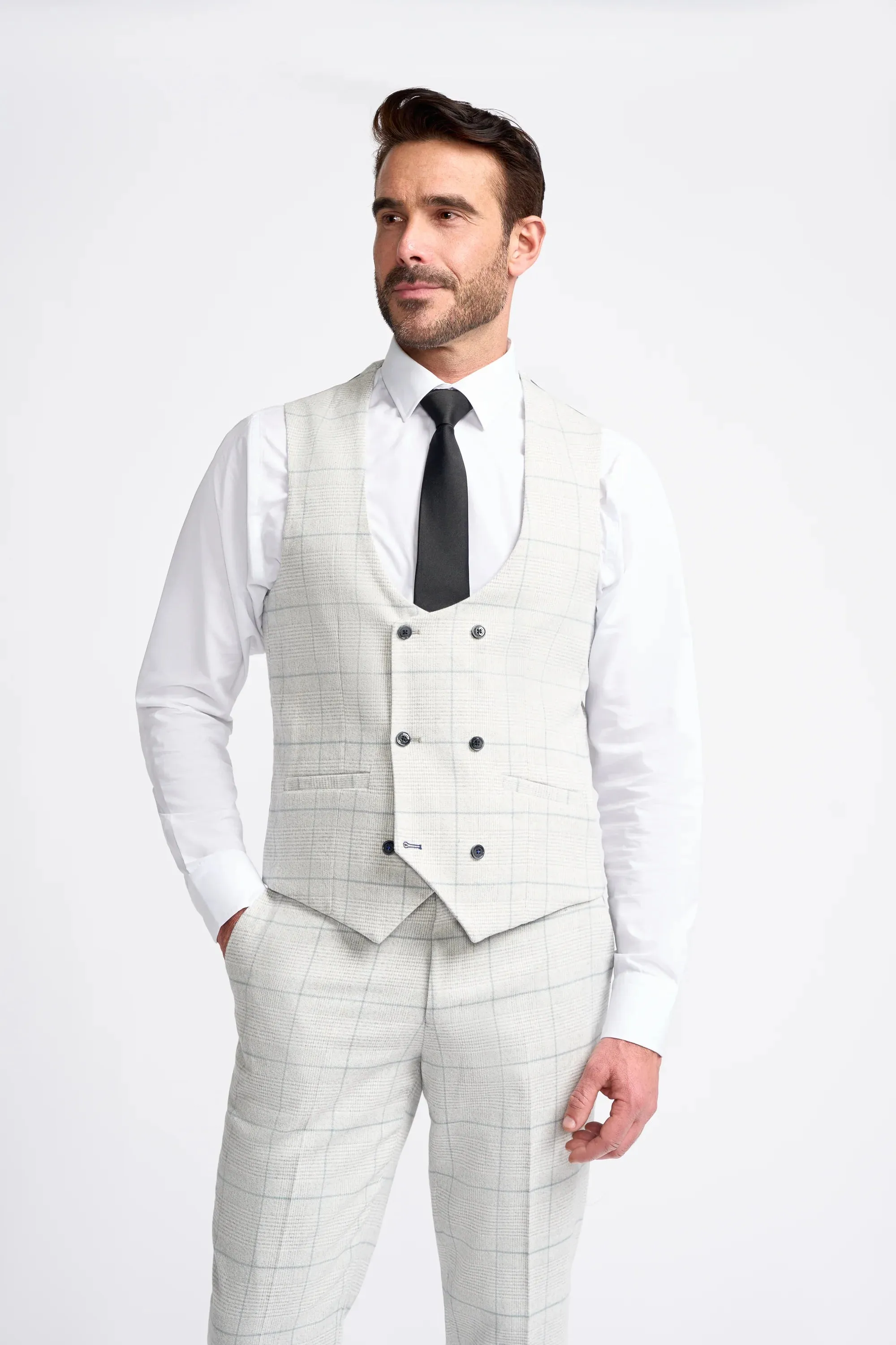 Radika Slim Fit Light Grey Three Piece Suit