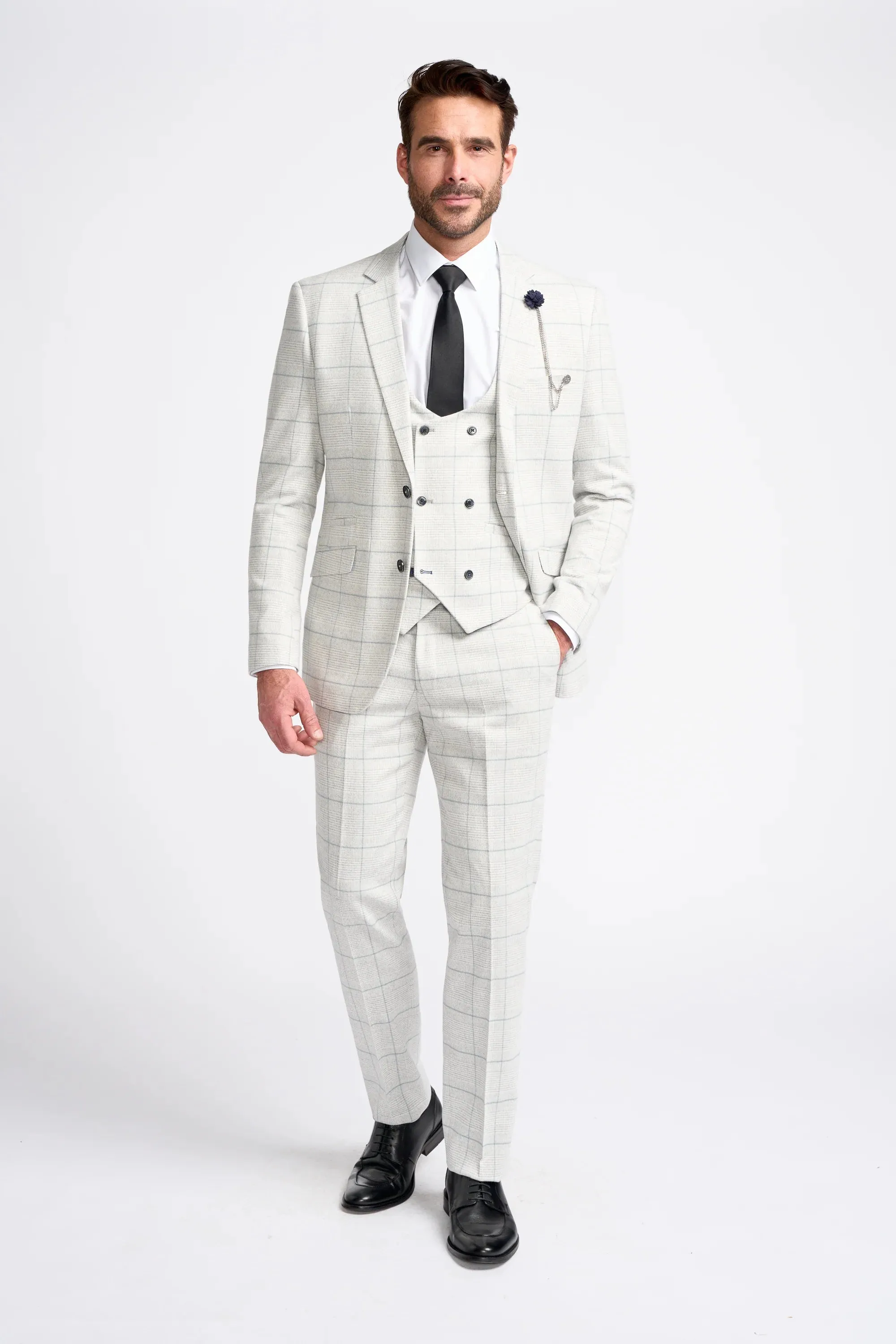 Radika Slim Fit Light Grey Three Piece Suit