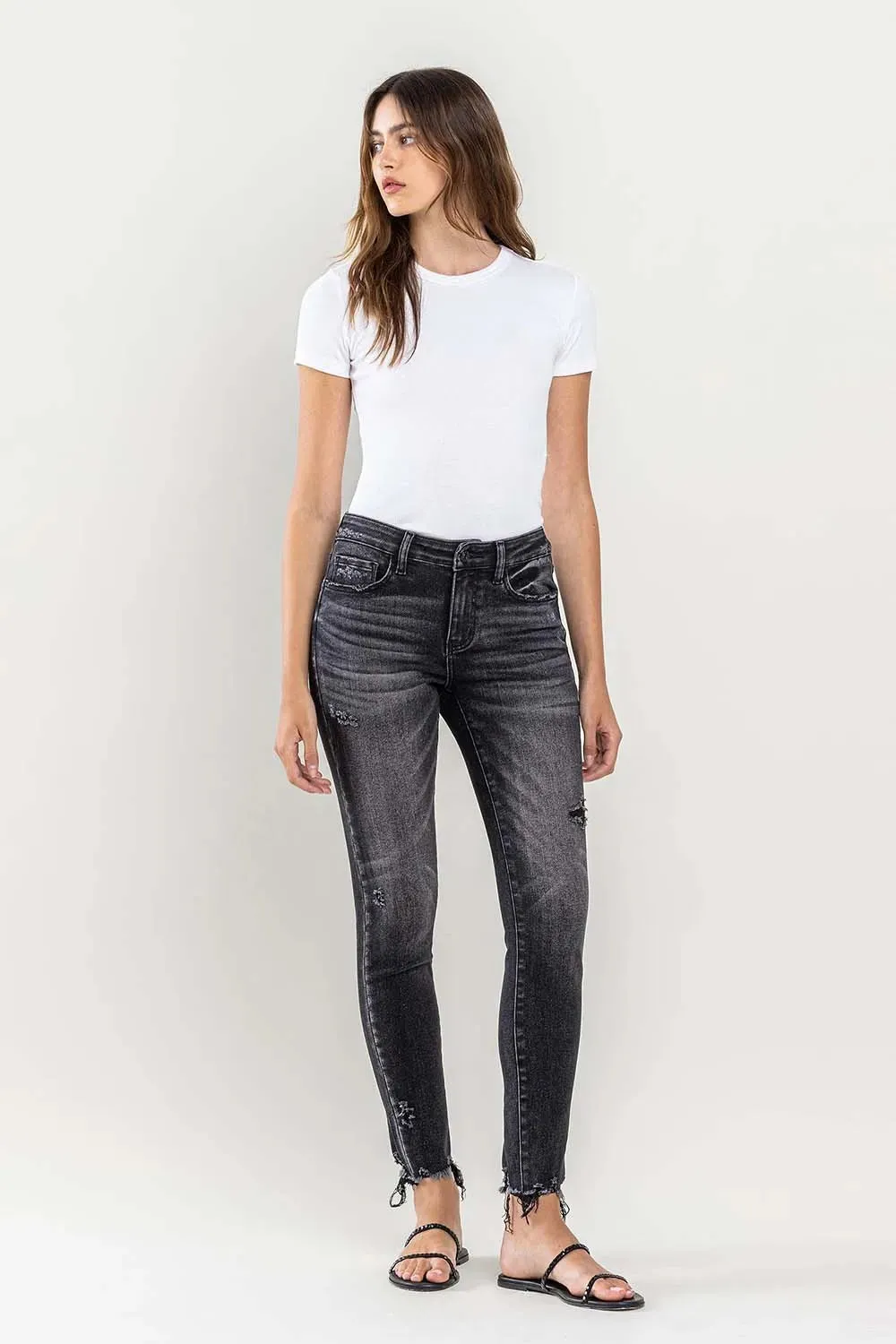 Raw Hem Cropped Skinny Jeans