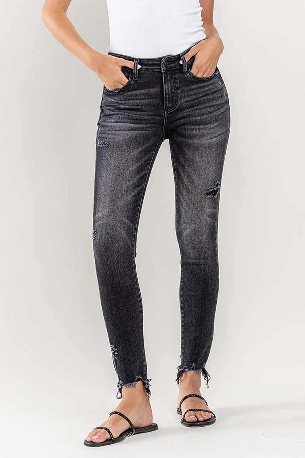 Raw Hem Cropped Skinny Jeans