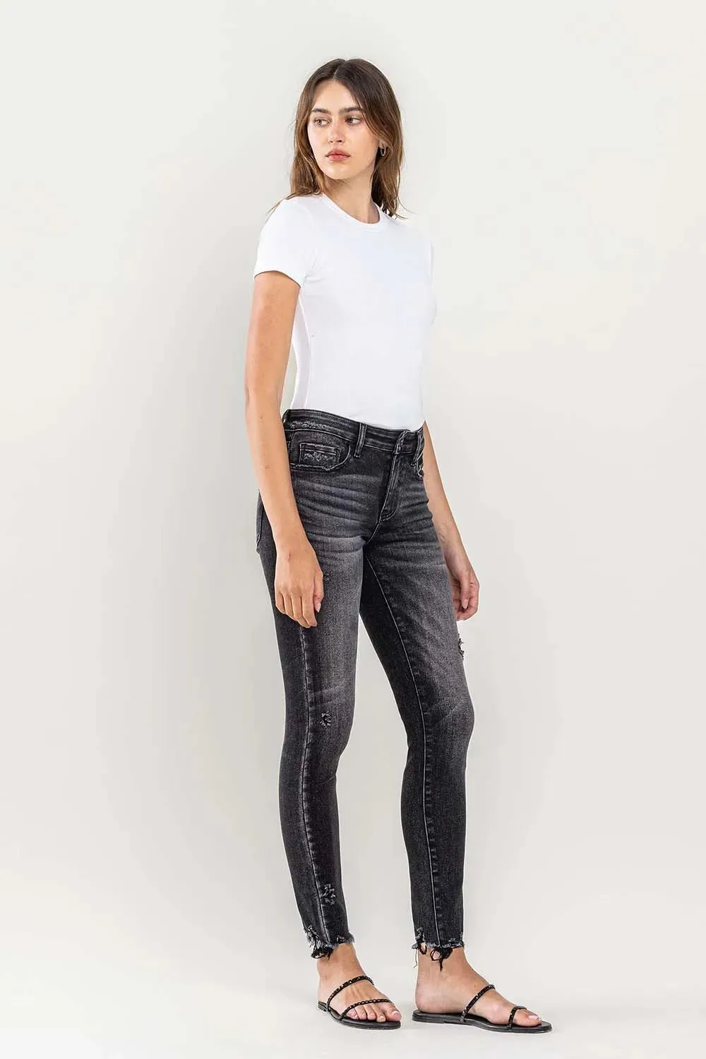 Raw Hem Cropped Skinny Jeans