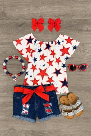 Red & Blue Stars Denim Set