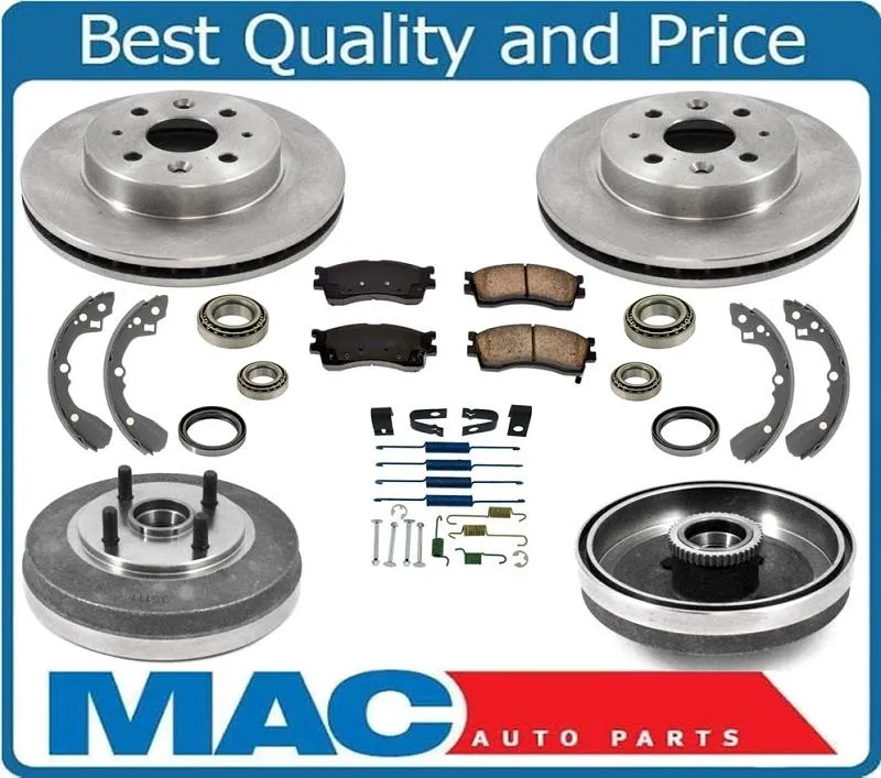 Rotors Brake Pads Drums Shoes Springs Bearings for 03-05 Kia Rio 4Wheel ABS ONLY