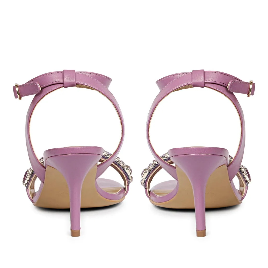 Saint Riana Stone Embellished Lilac Leather Stilettos