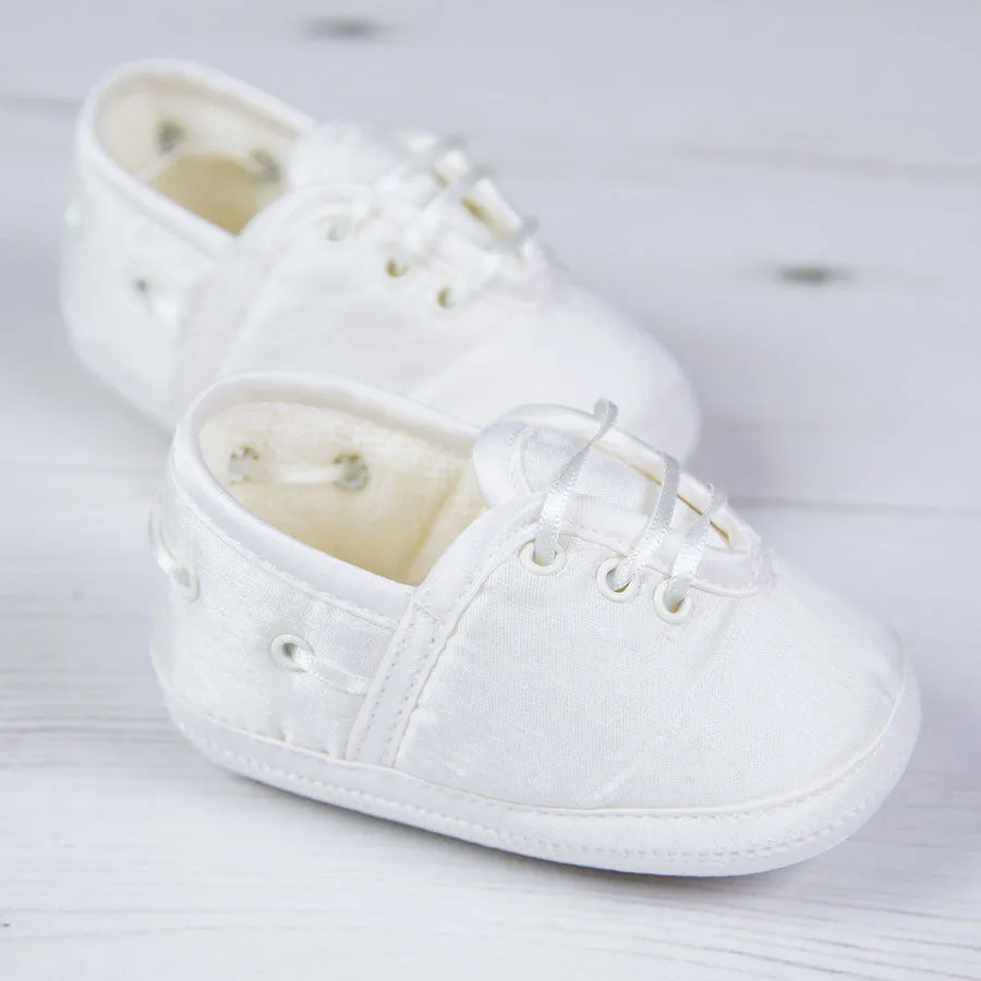 Sarah Louise Boys Christening Shoes - Ivory 004402