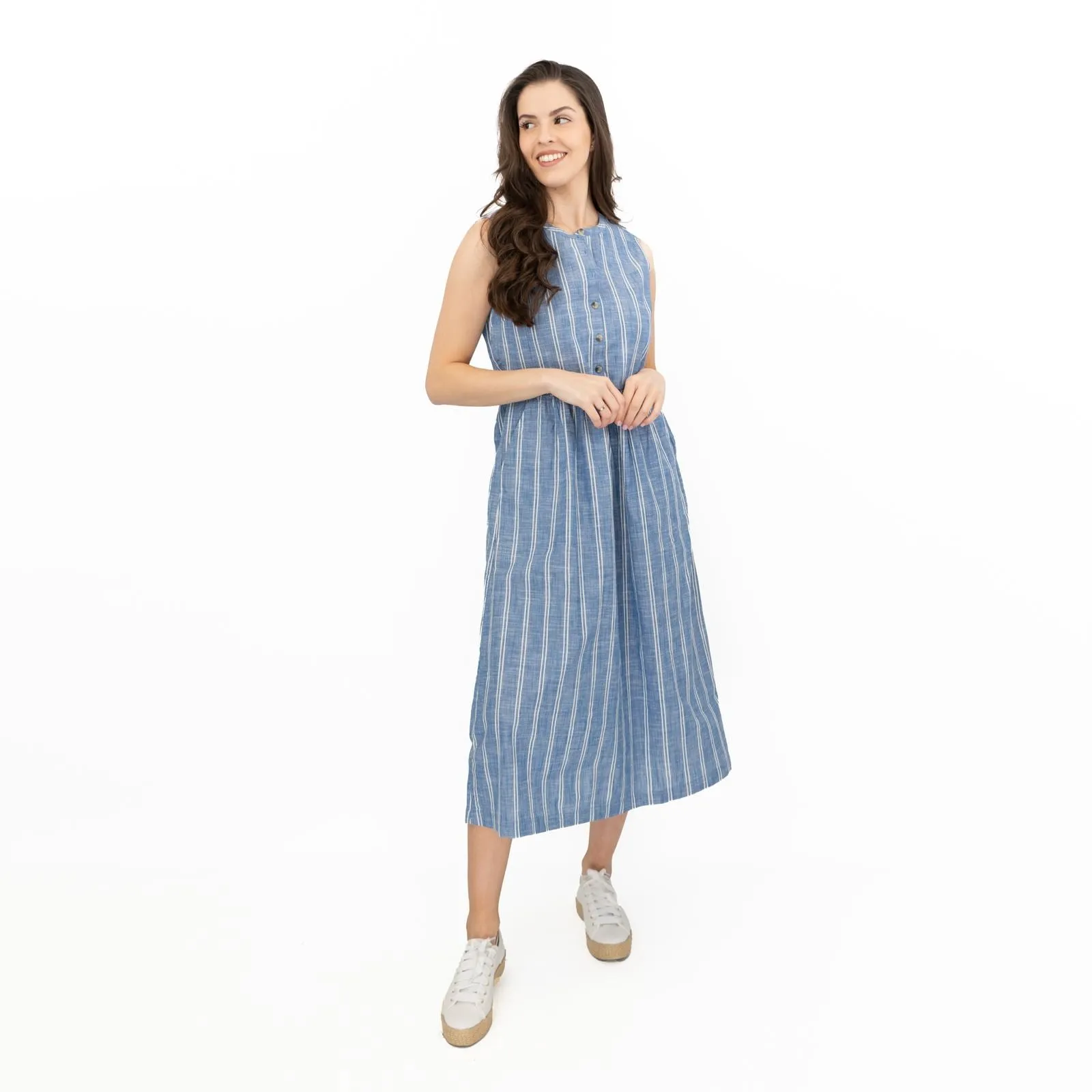 Seasalt Blue Striped Creek Cottage Midi Dress