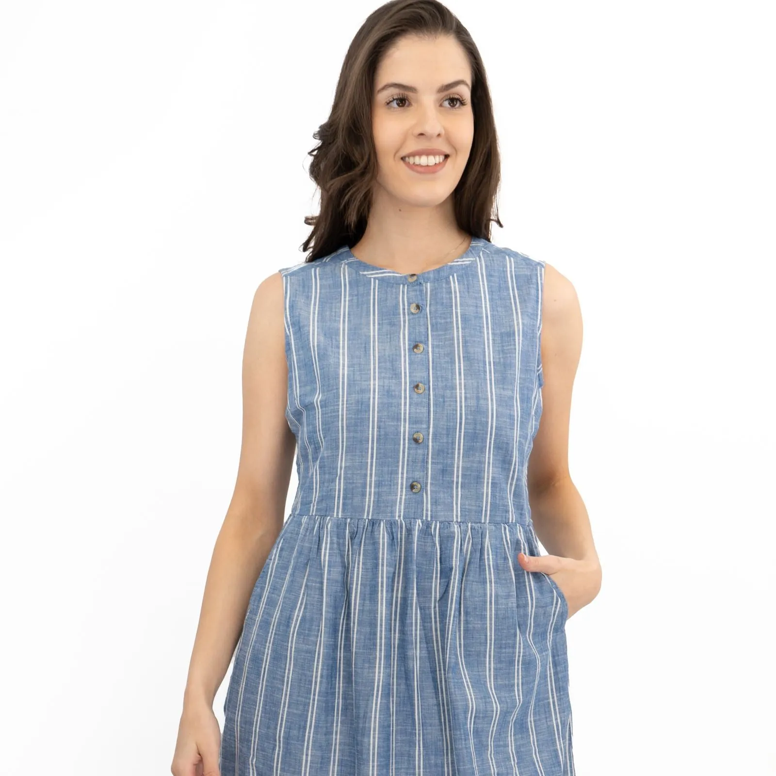 Seasalt Blue Striped Creek Cottage Midi Dress