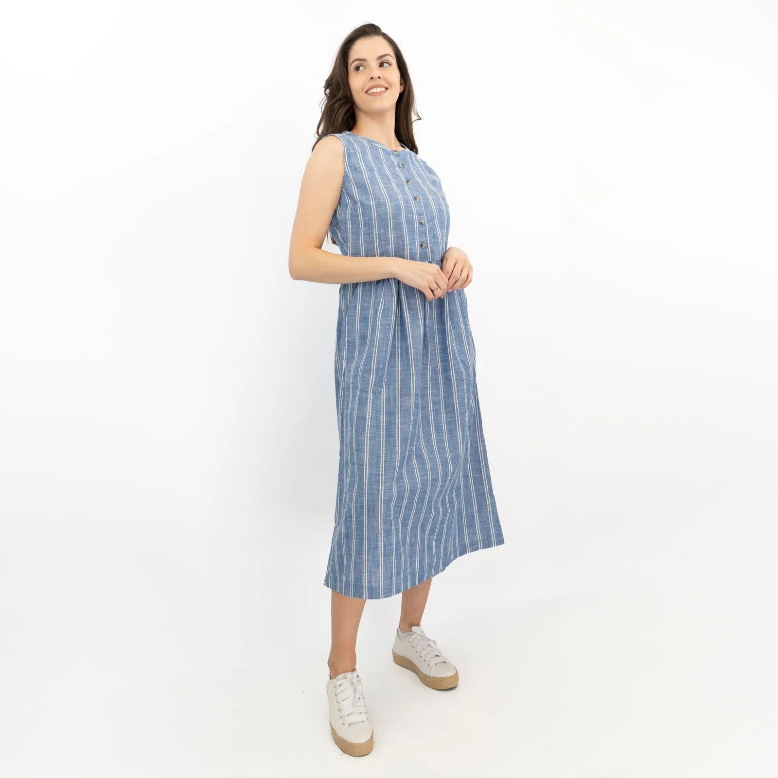 Seasalt Blue Striped Creek Cottage Midi Dress