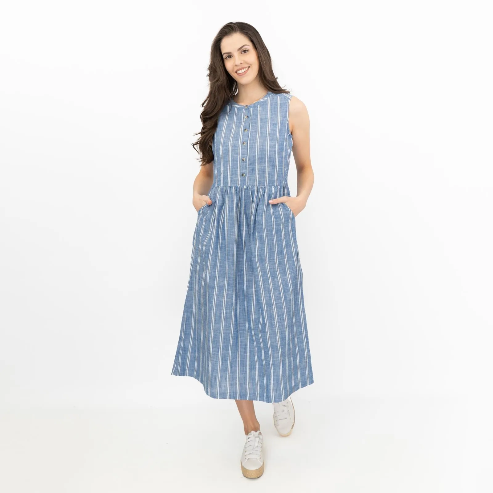 Seasalt Blue Striped Creek Cottage Midi Dress