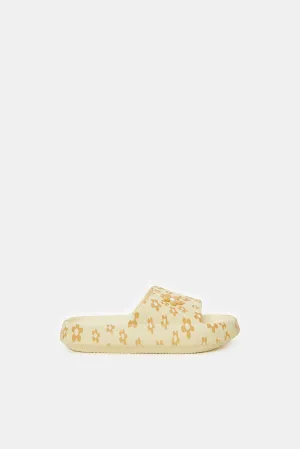 Senior Girls Beige Floral Slide