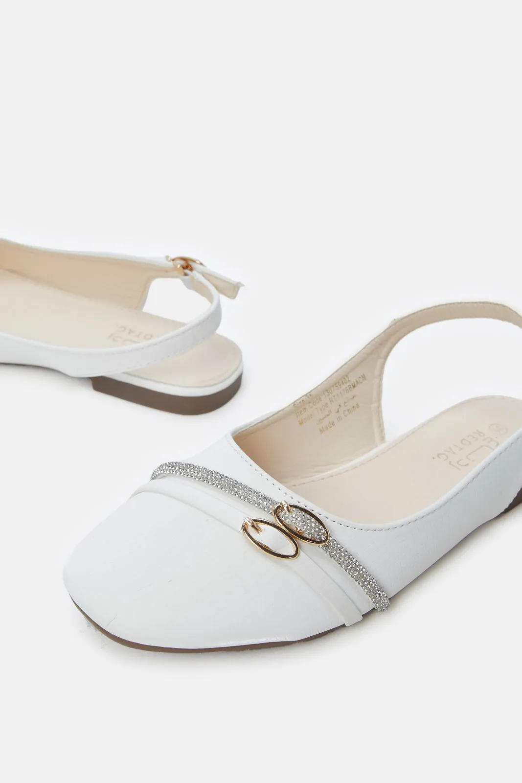 Senior Girls Cream Buckle Mule