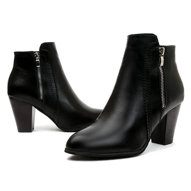 SH336 - Hollow High Heeled Black Ankle Boots