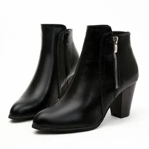 SH336 - Hollow High Heeled Black Ankle Boots