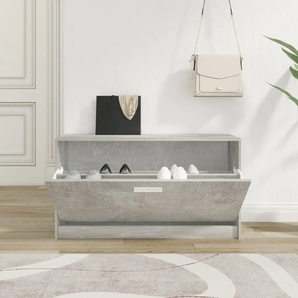 Shoe Bench Concrete Grey 80x24x45 cm Engineered Wood