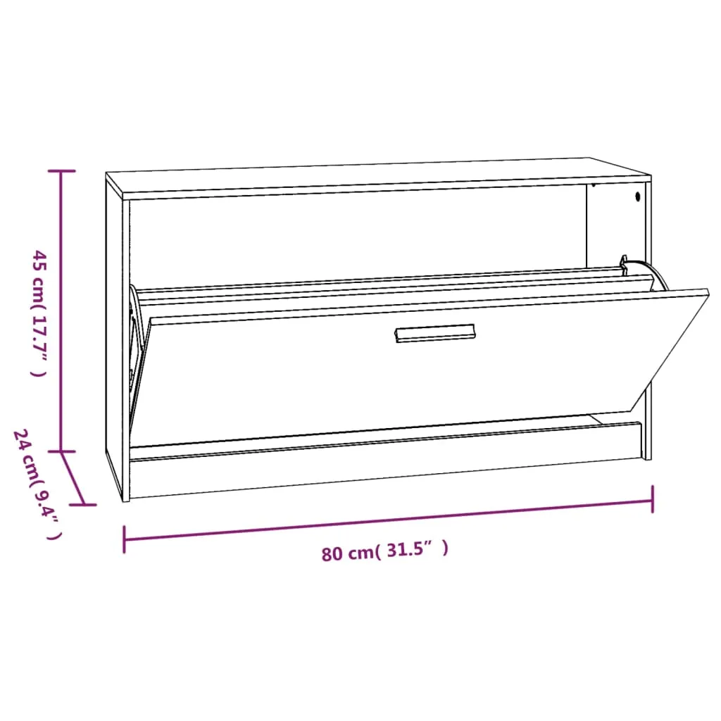 Shoe Bench Concrete Grey 80x24x45 cm Engineered Wood