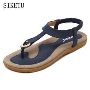 SIKETU 2017 Summer Shoes Leather Woman sandals Bohemia comfortable non-slip soft bottom flat women flip flops sandals plus size