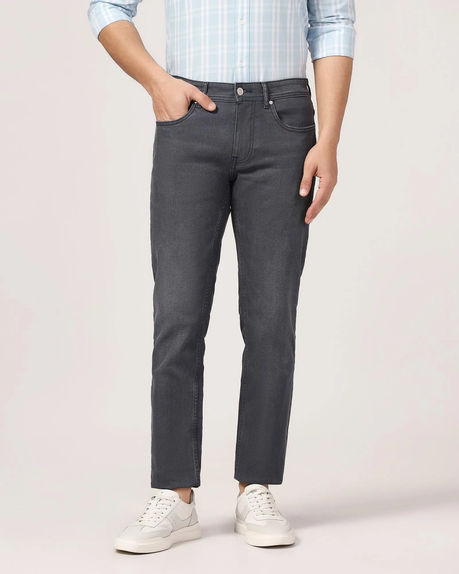 Slim Comfort Buff Fit Grey Textured Jeans - Felix