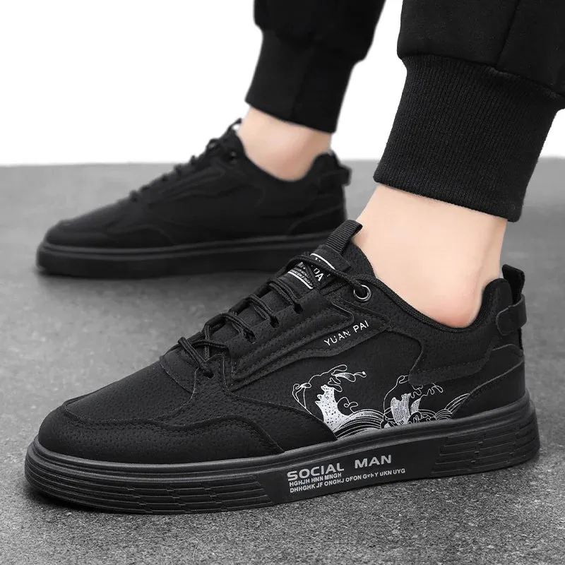 Sohiwoo Autumn Winter New Men Casual Sports Shoes Anti Slip Wear Resistant Soft Comfortable Trendy Versatile Printed Board Shoes