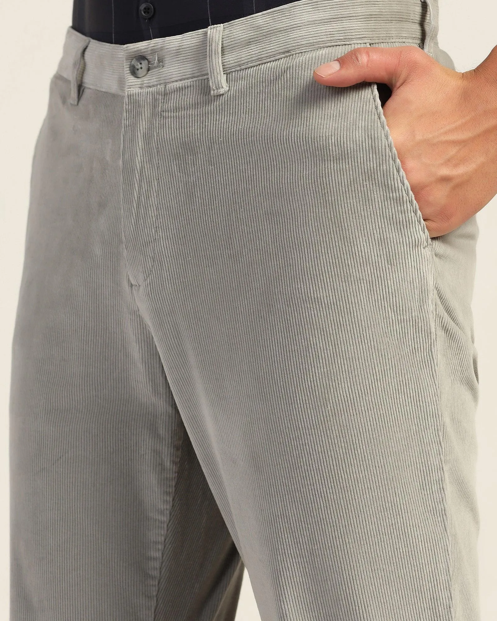 Straight B-90 Casual Grey Textured Khakis - Magna