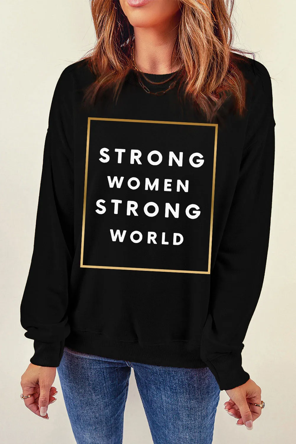 STRONG WOMEN STRONG WORLD Graphic Drop Shoulder Sweatshirt