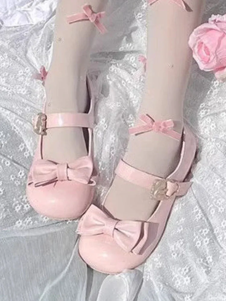 TAVIMART  -  Kawaii Sweet Mary Janes Shoes Women Buckle Japanese Lolita Platform Shoes Female Pure Colour Bow Fashion Shoes Summer New