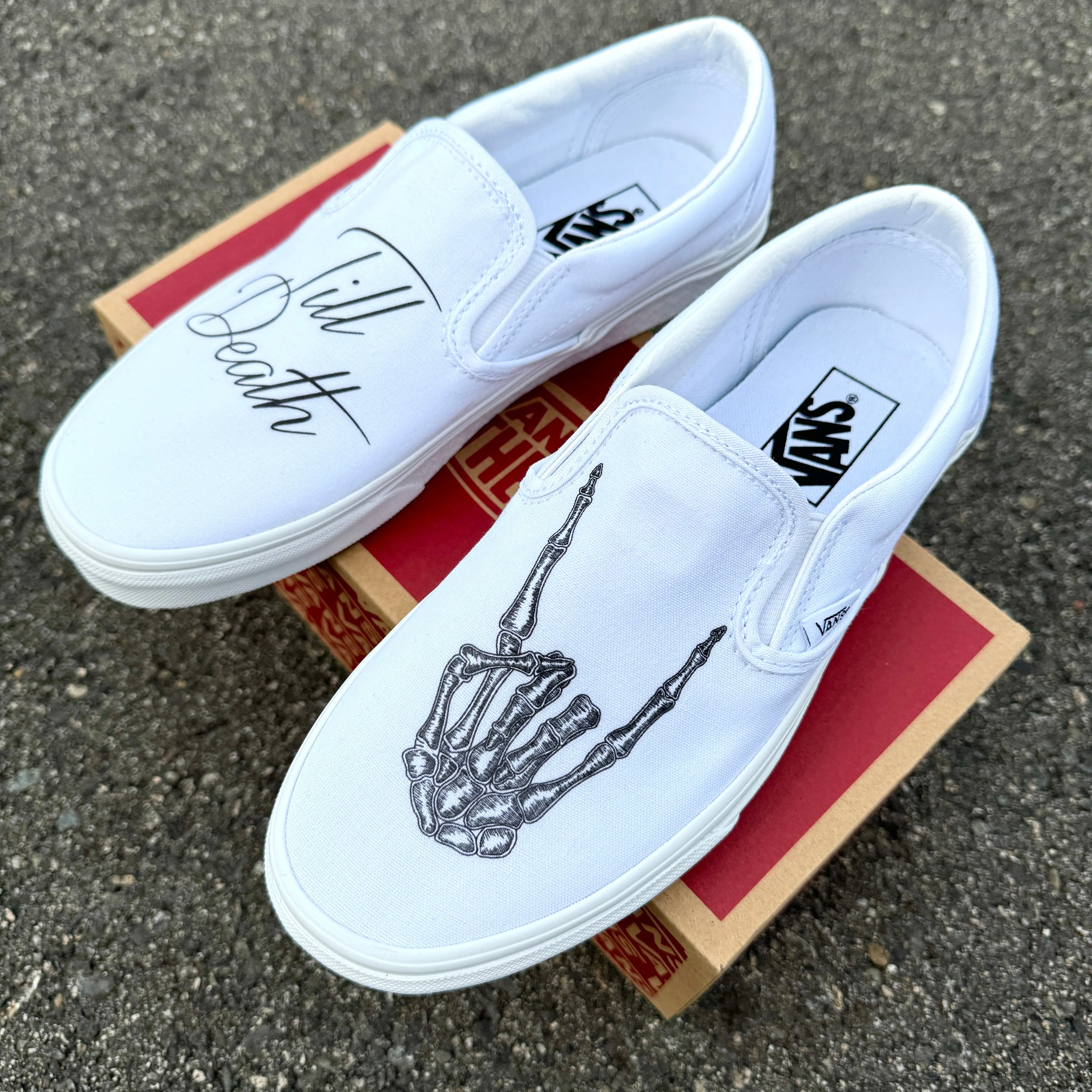 Till Death Custom Wedding Vans Slip On Shoes for Women and Men