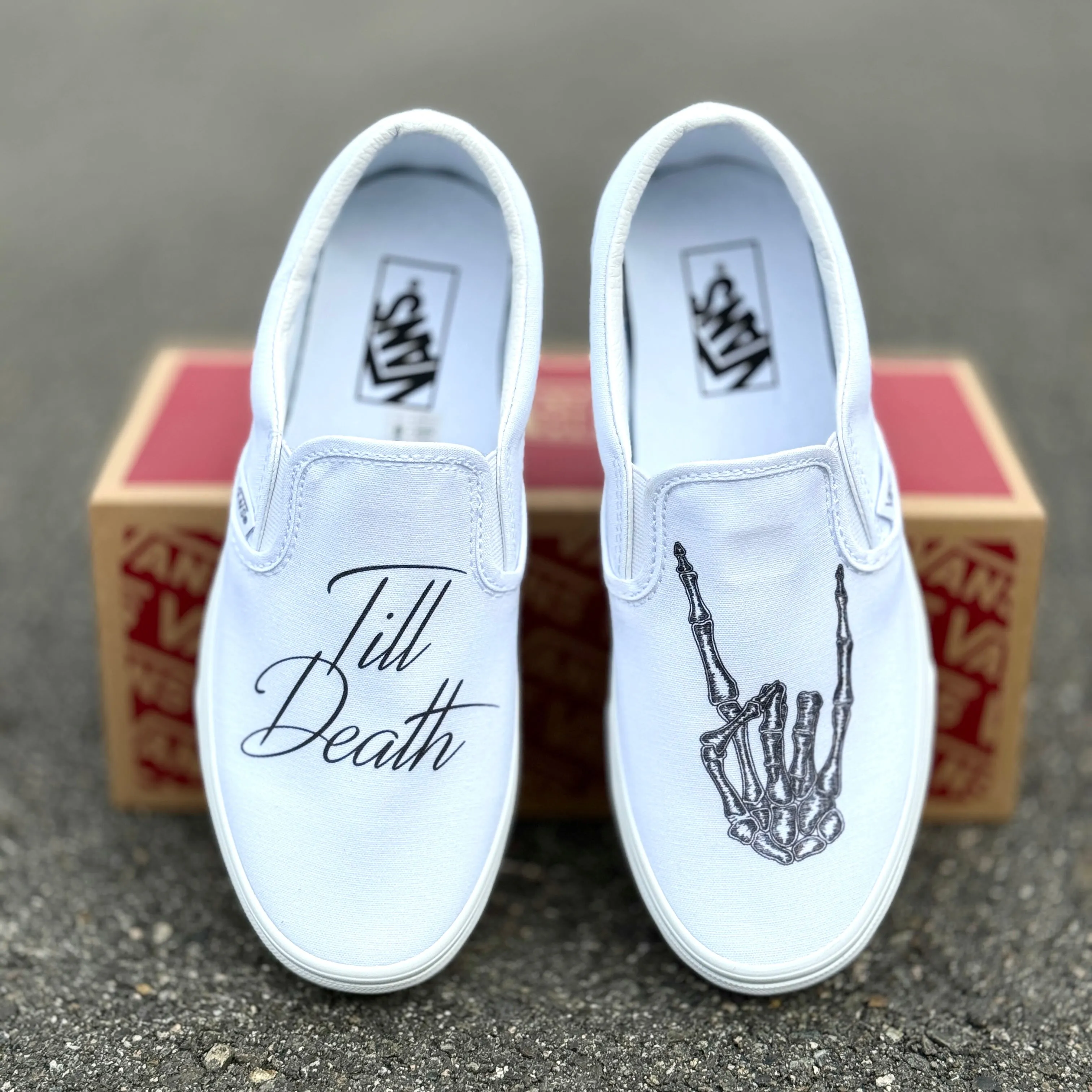 Till Death Custom Wedding Vans Slip On Shoes for Women and Men